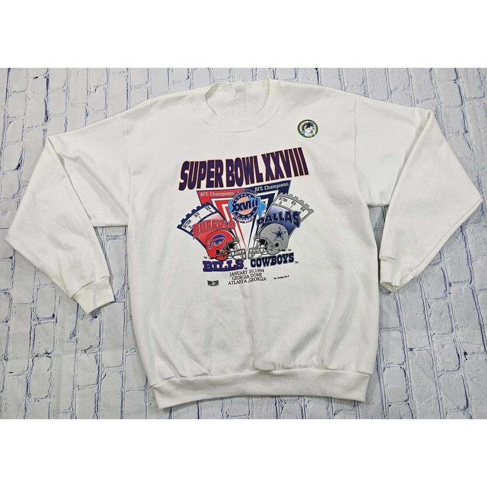 Vintage Dallas Cowboys Buffalo Bills Super Bowl XXVIII Sweatshirt 90s MENS XL